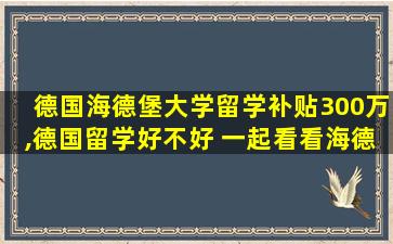 德国海德堡大学留学补贴300万,德国留学好不好 一起看看海德堡